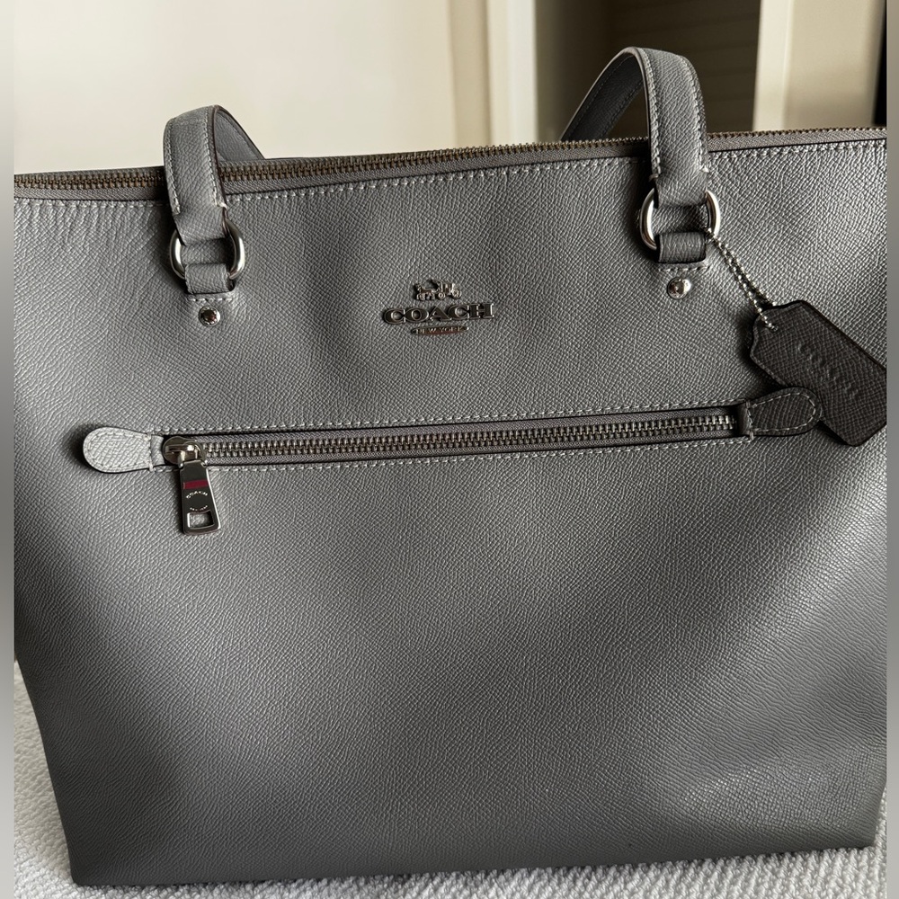 Coach Charcoal Grey Large Tote with Silver Hardware